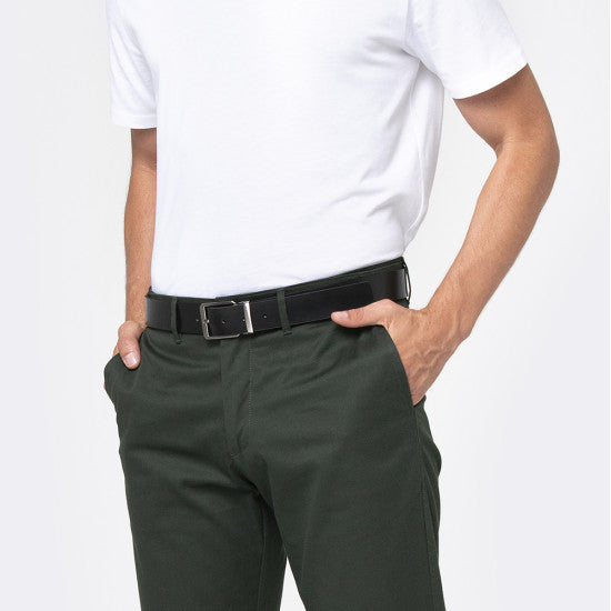 Men's Black Leather Dress Belt